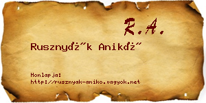 Rusznyák Anikó névjegykártya